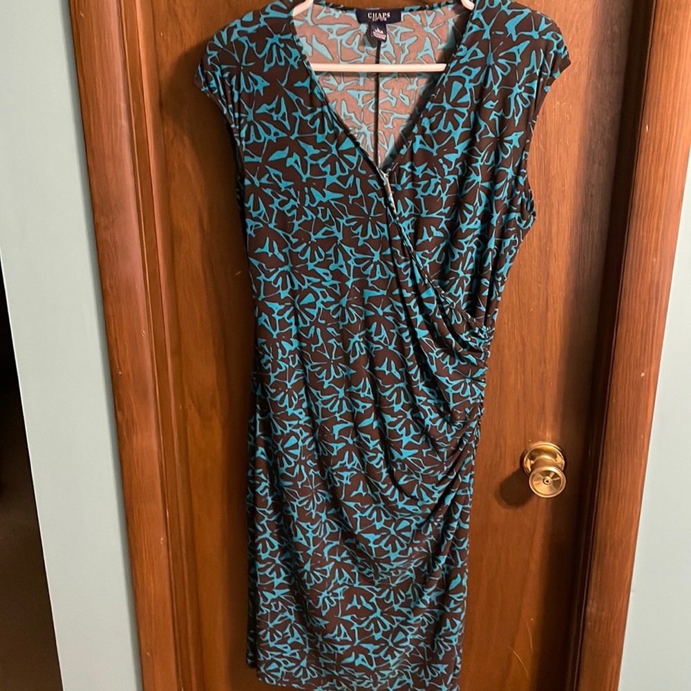 Short sleeve faux wrap dress